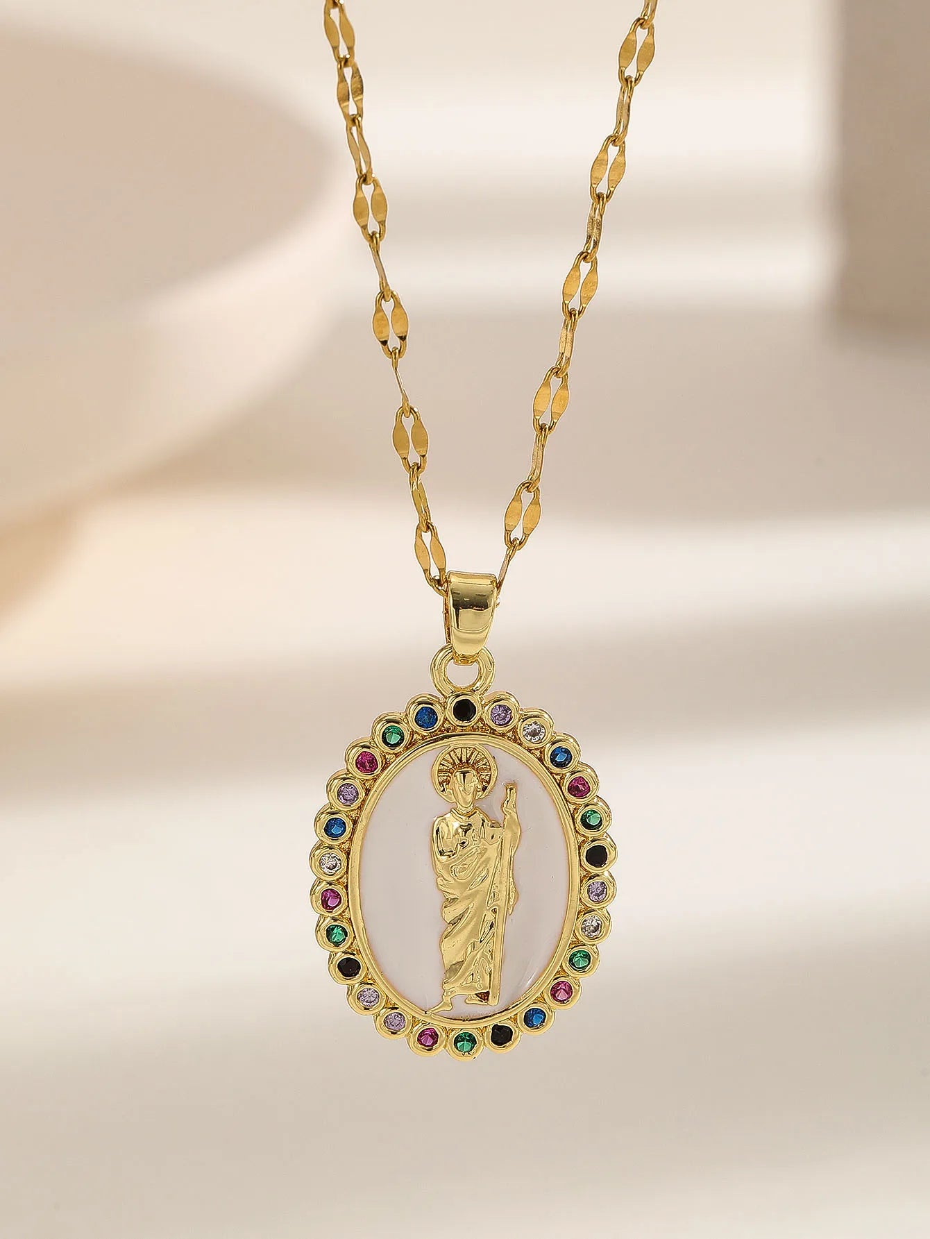 Gigi's Santa Maria necklaces in colorful religious fashion