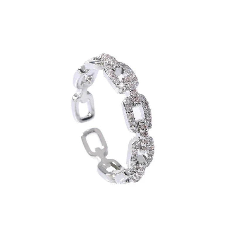 Gigi's Fashion Zircon Twist Chain Open Korean Ring