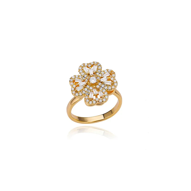 Gigi's Zircon Heart Four Leaf Clover Rings