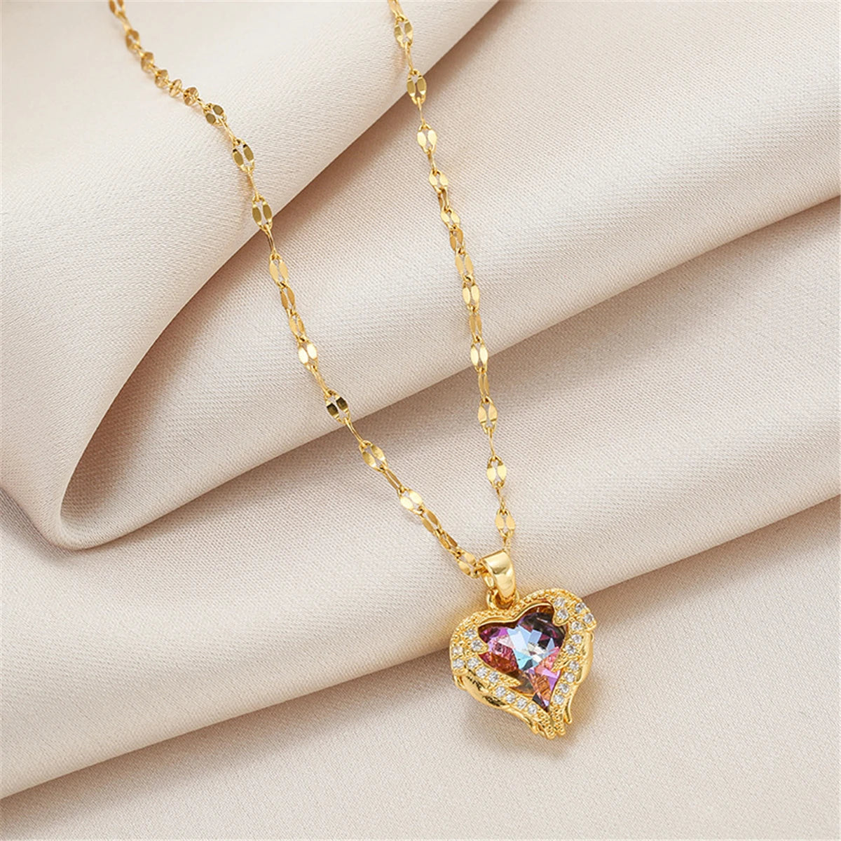 Gigi's Luxury Colorful Crystal Heart Pendant Necklace