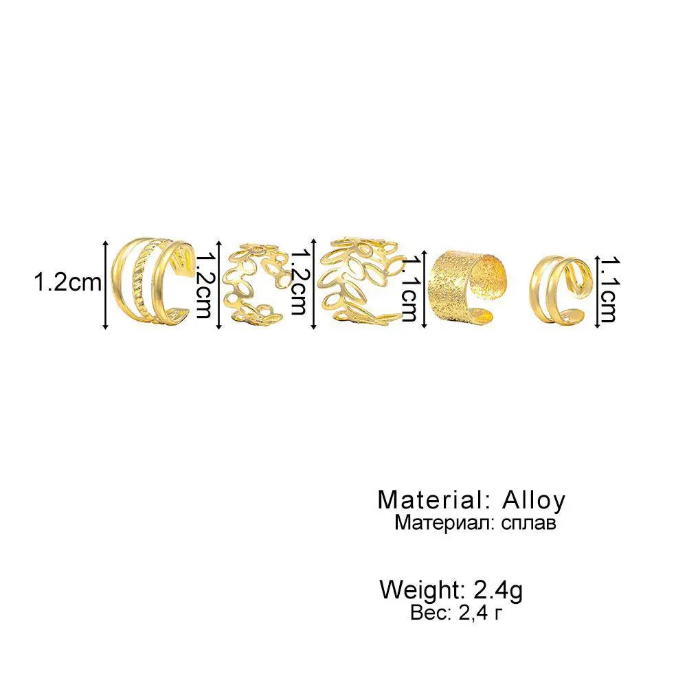 Gigi's 5pcs/set Leaf Geometric Ear Cuff Non-Piercing