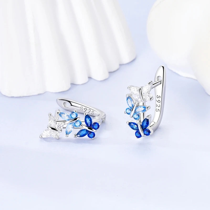 Gigi's Blue Zirconium Hoop Earrings