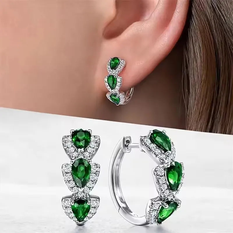 Gigi's Shiny Synthetic Gems Hoop Earrings