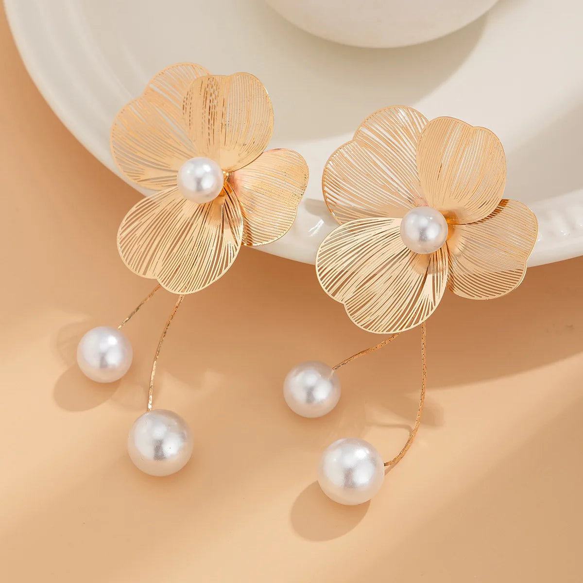 Gigi's Flower Petal Long Tassel Drop Earrings