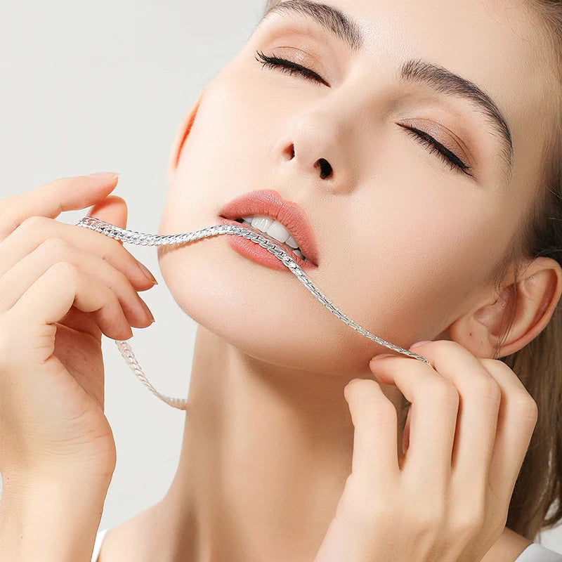 Gigi's 18K Gold/Silver Color 6mm Full Sideways Necklace 8/18/20/24 Inch Chain