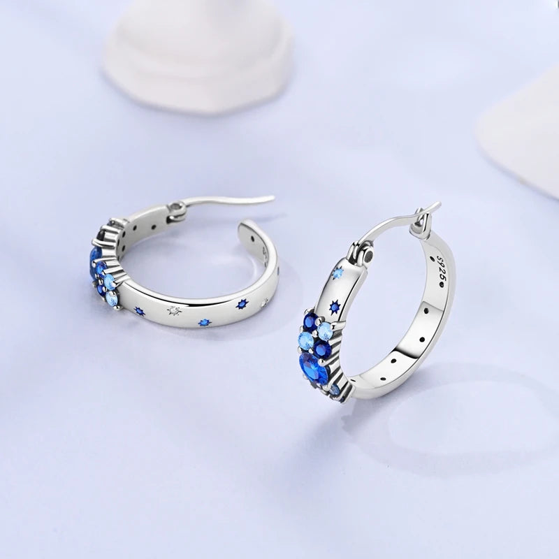 Gigi's Blue Zirconium Hoop Earrings