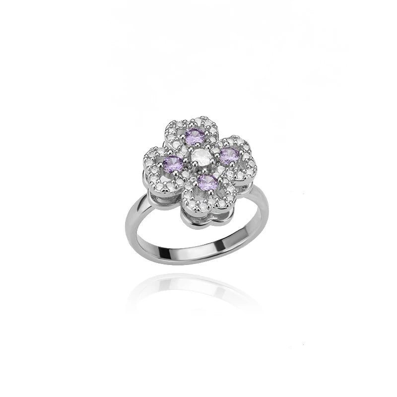 Gigi's Zircon Heart Four Leaf Clover Rings