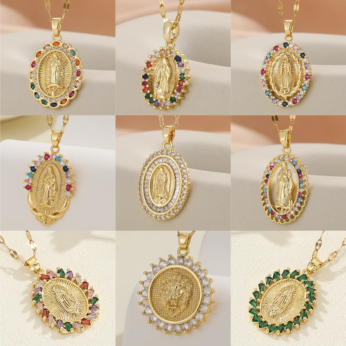 Gigi's Santa Maria necklaces in colorful religious fashion