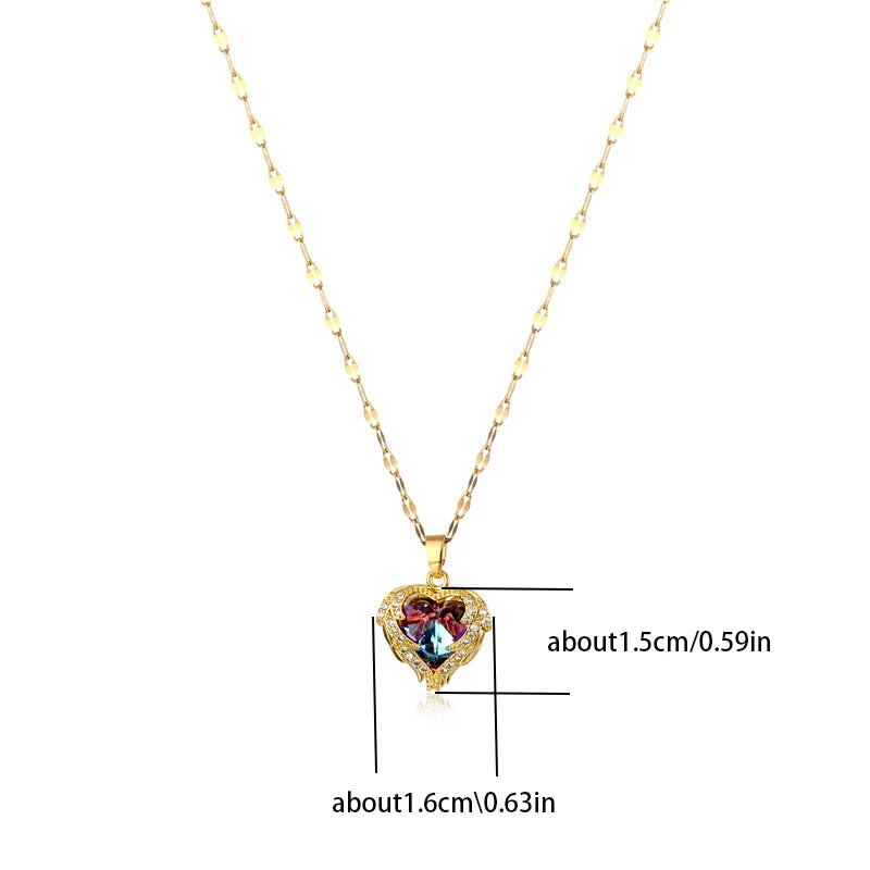 Gigi's Luxury Colorful Crystal Heart Pendant Necklace