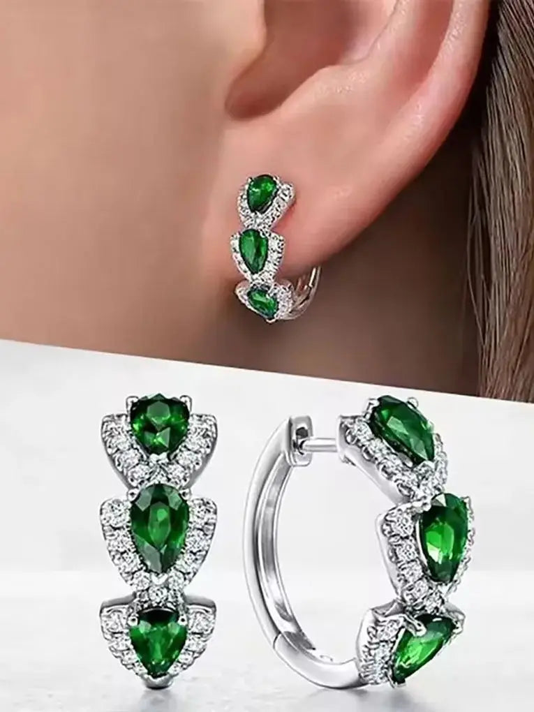 Gigi's Shiny Synthetic Gems Hoop Earrings