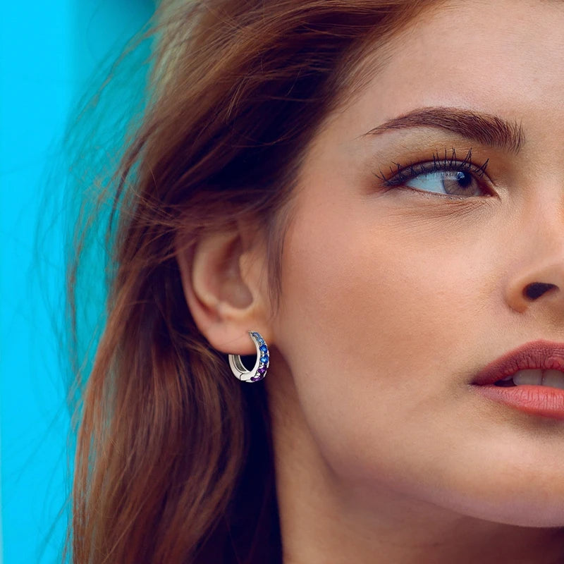 Gigi's Blue Zirconium Hoop Earrings