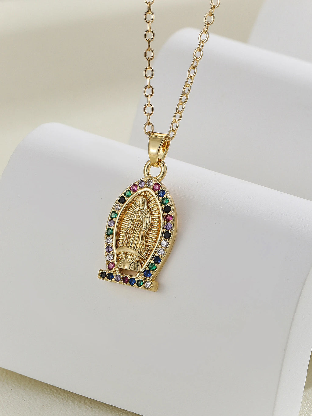 Gigi's Santa Maria necklaces in colorful religious fashion
