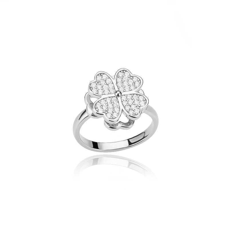 Gigi's Zircon Heart Four Leaf Clover Rings