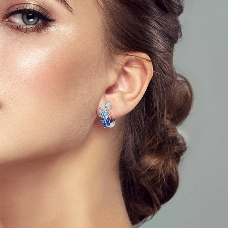 Gigi's Blue Zirconium Hoop Earrings