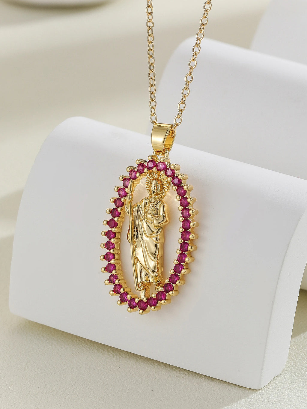 Gigi's Santa Maria necklaces in colorful religious fashion