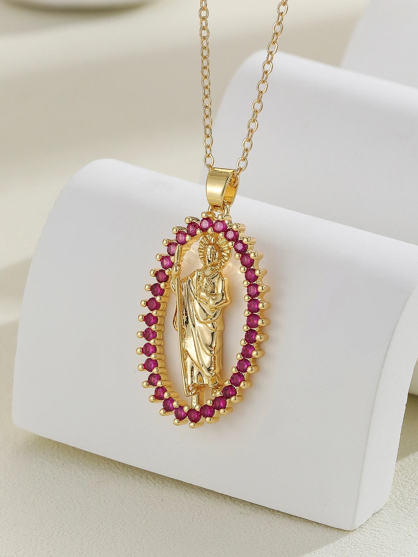 Gigi's Santa Maria necklaces in colorful religious fashion