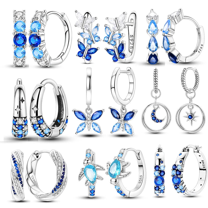 Gigi's Blue Zirconium Hoop Earrings