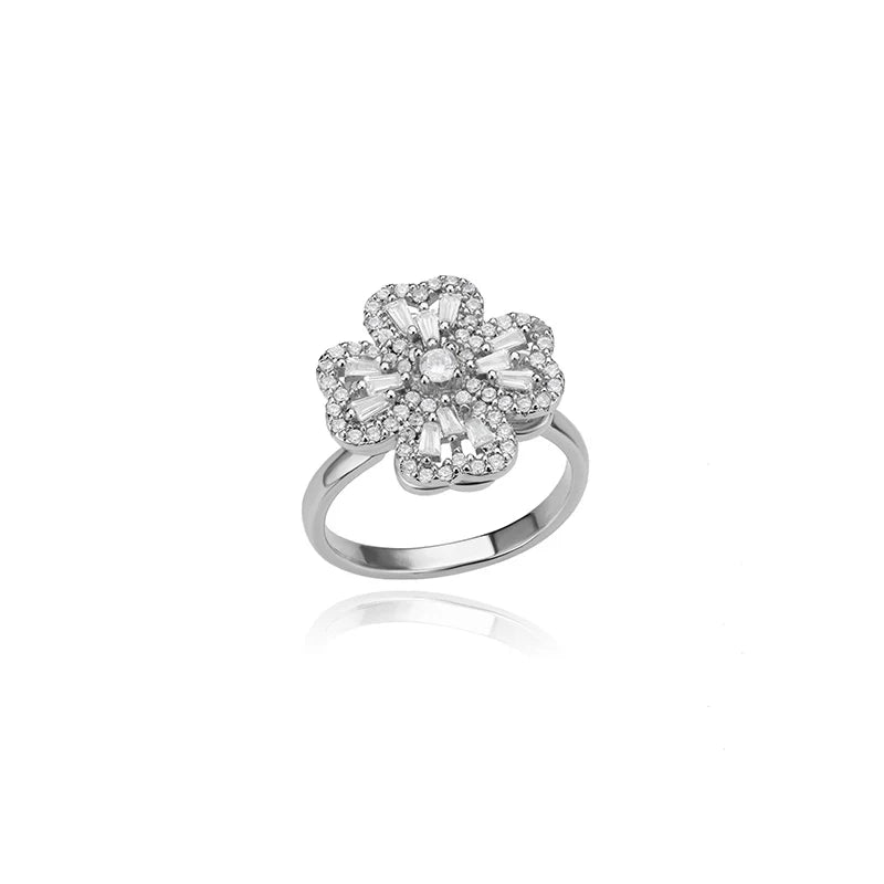 Gigi's Zircon Heart Four Leaf Clover Rings