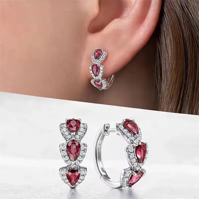 Gigi's Shiny Synthetic Gems Hoop Earrings