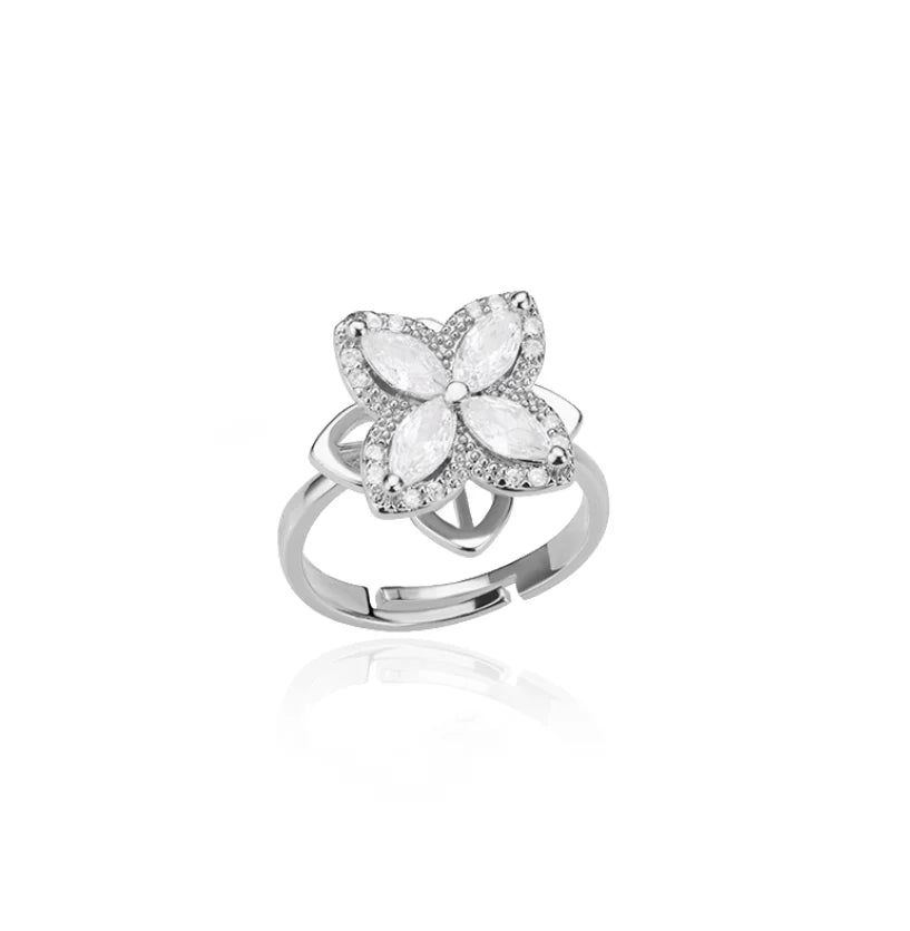 Gigi's Zircon Heart Four Leaf Clover Rings