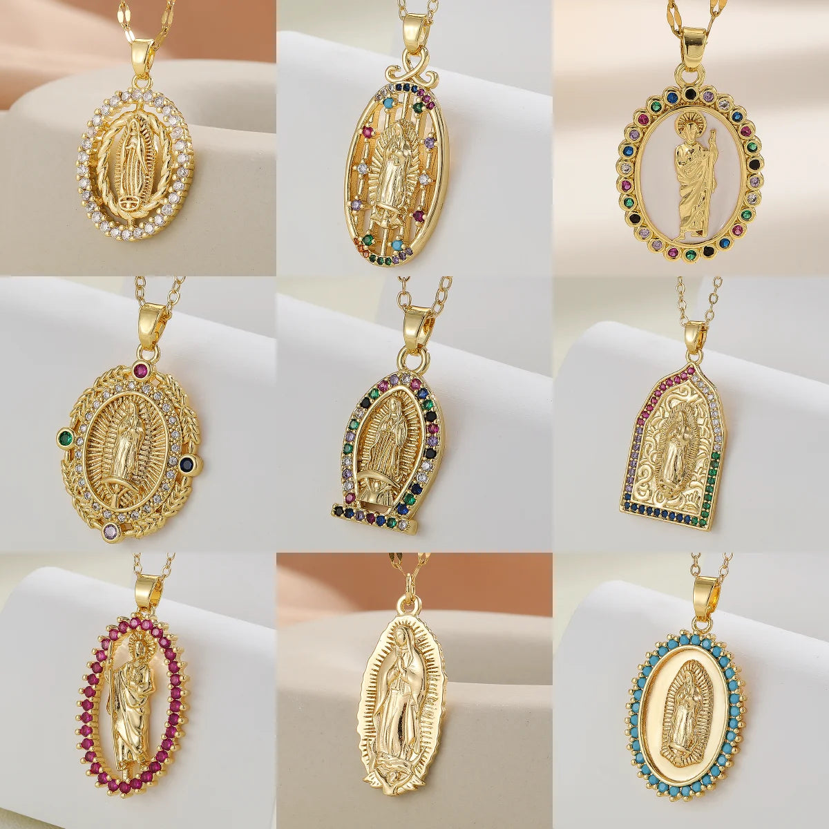 Gigi's Santa Maria necklaces in colorful religious fashion