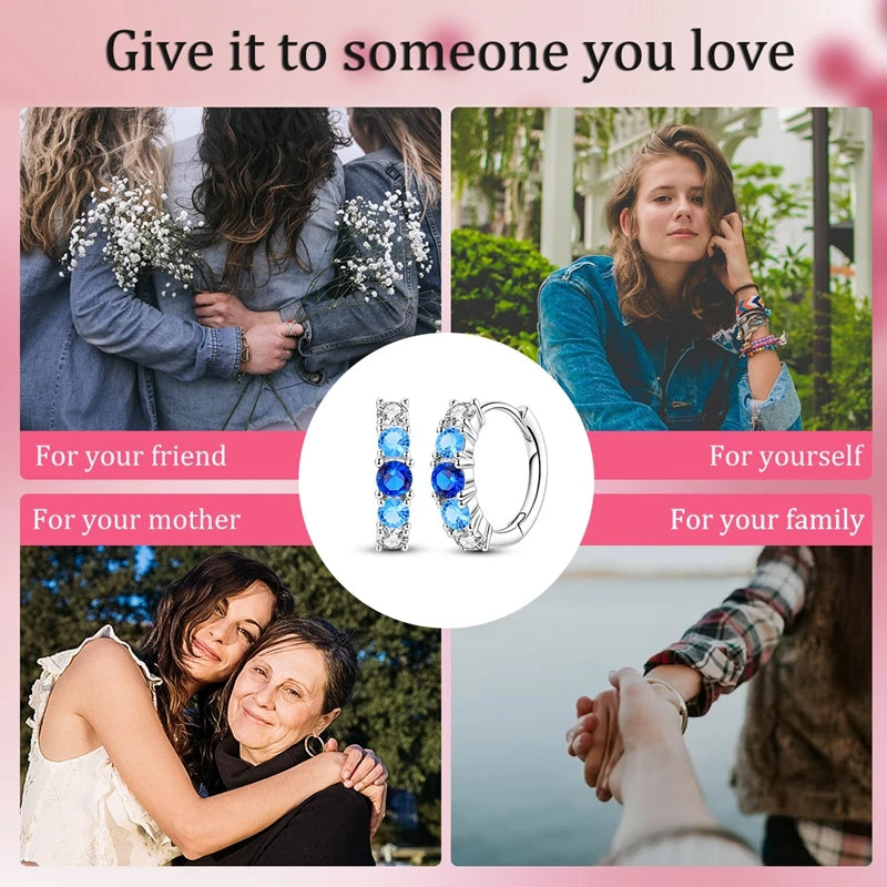 Gigi's Blue Zirconium Hoop Earrings