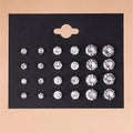 Gigi's 12 Pair/Pack White Shiny Stud Earrings Set