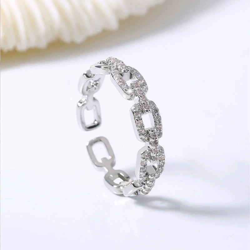 Gigi's Fashion Zircon Twist Chain Open Korean Ring