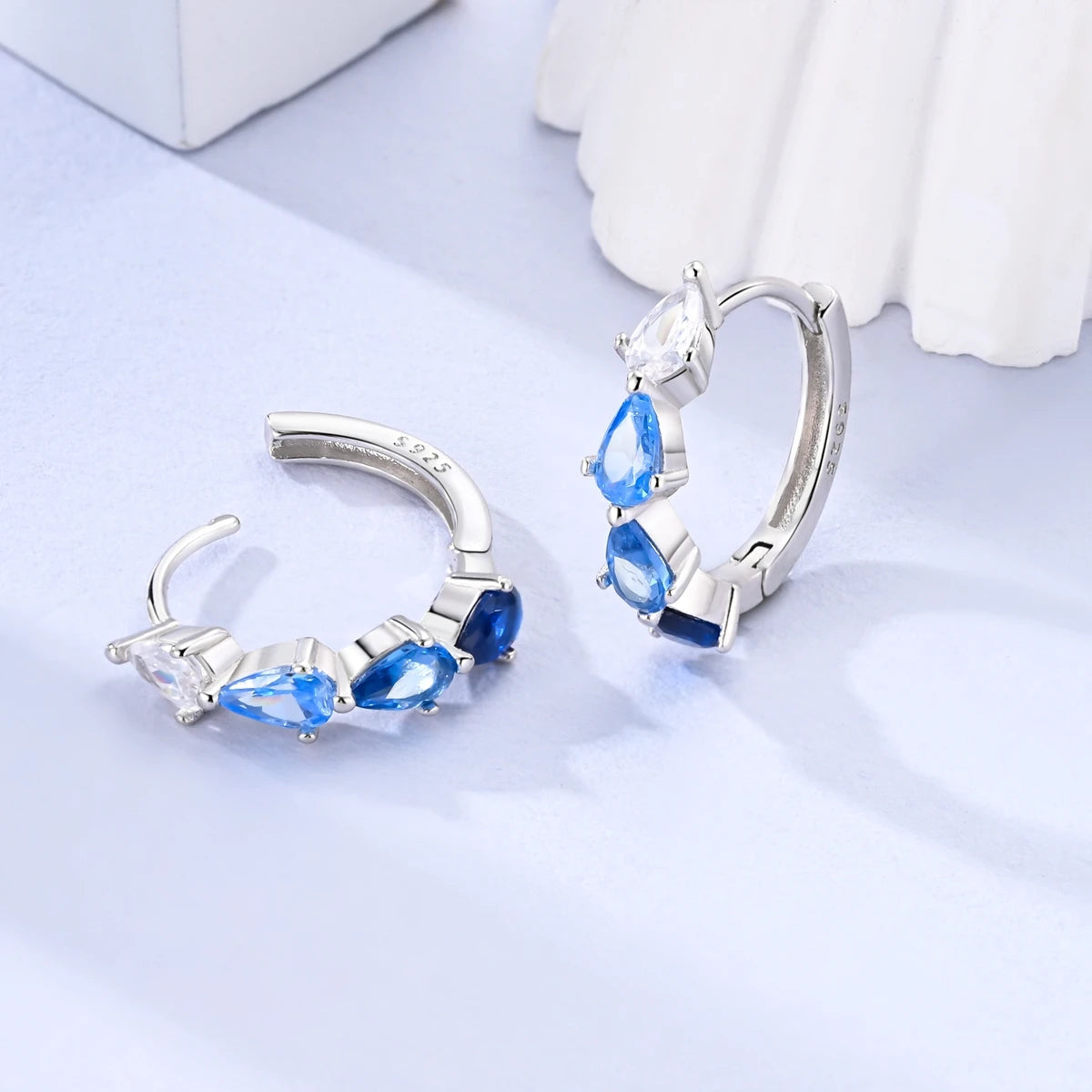 Gigi's Blue Zirconium Hoop Earrings